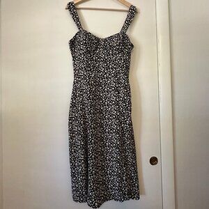 Lola and Grace Black Polka Dot Bustier Dress Midi A Line Small